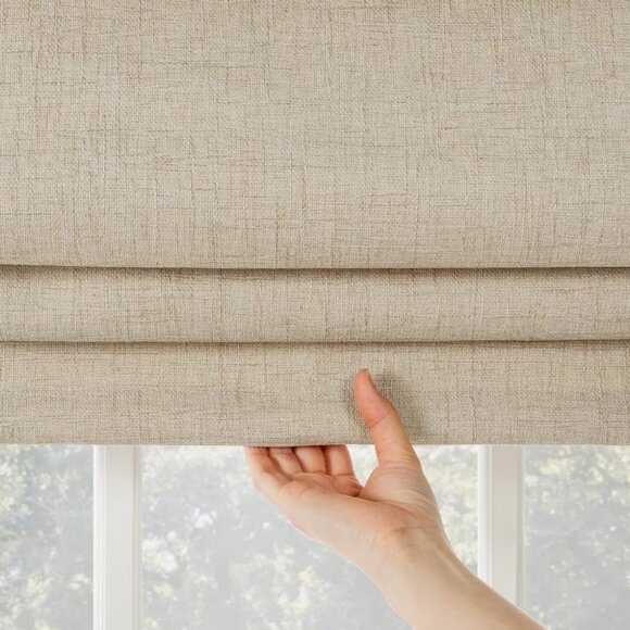 Sun Zero Blackout Somerton Taupe Texture Cordless Roman Window Shade 35" x 64" - Picture 3 of 8